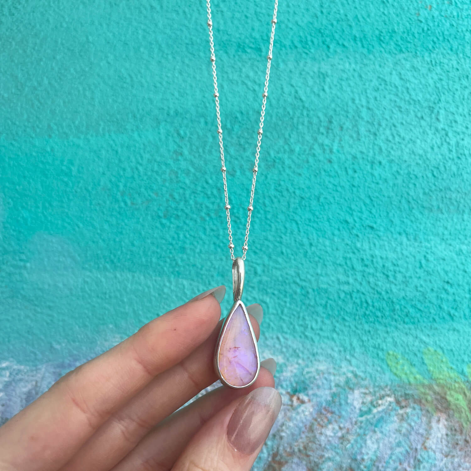 Opal Droplet Pendant with Satellite Chain